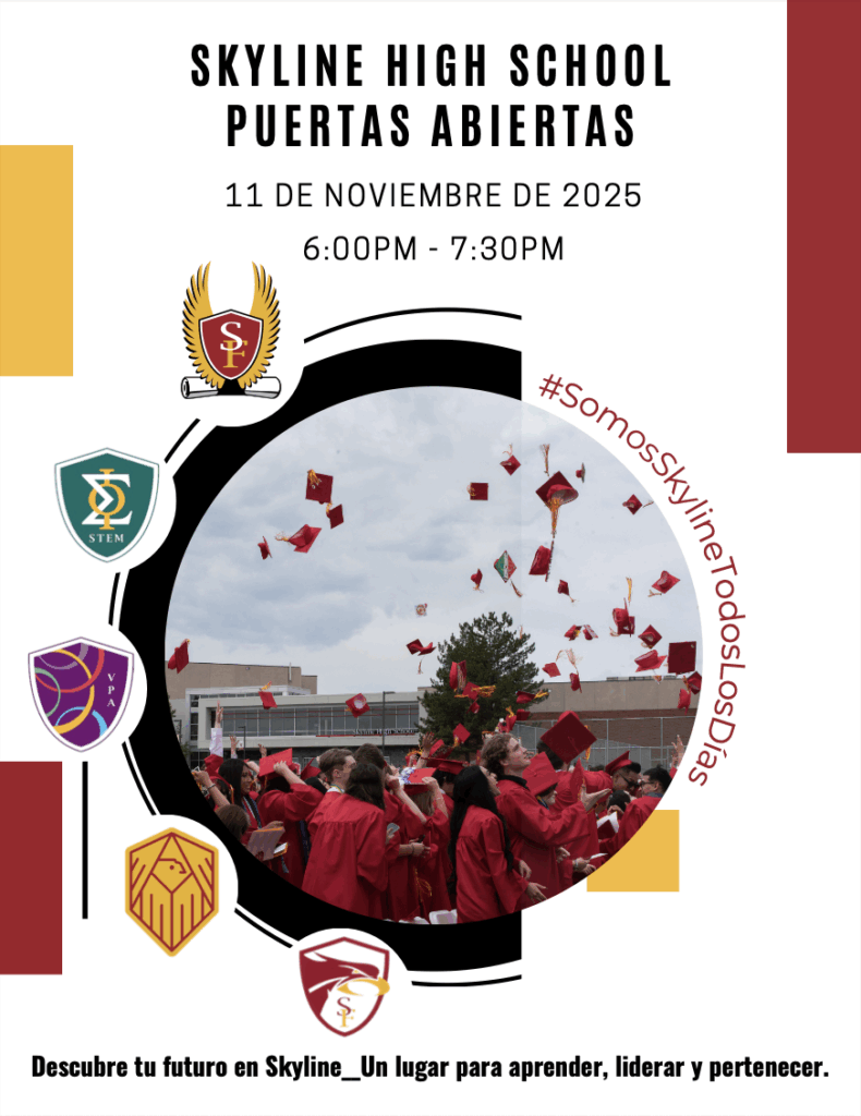 Skyline High School Open House event on November 11, 2025, from 6:00 PM to 7:30 PM.